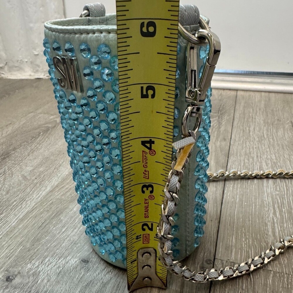 Steve Madden Rhinestone Mini Bucket Bag Blue Crystal Crossbody - Picture 5 of 6